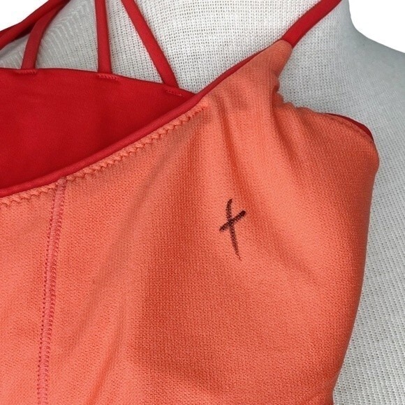 PrAna Merrow Tankini Top sz XS * strappy back coral orange light padding swim - Picture 7 of 8